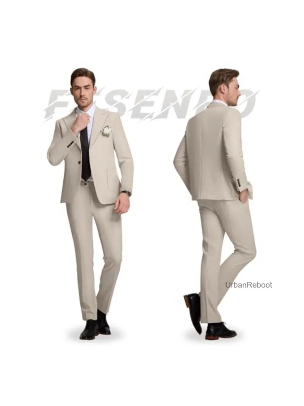 Men's Linen 2 Piece Suit Set, Slim Fit Peak Lapel Blazer & Pants, Lightweight,